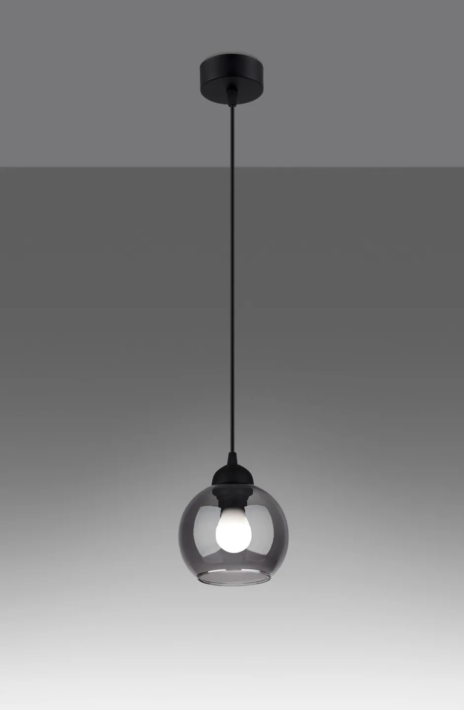 Sollux Hängelampe Kugel Schirm Schwarz Rauchglas E27< Hängelampen|Esszimmer Lampen