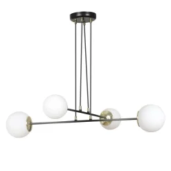 Emibig Hängelampe Kugel Schirm verstellbar Schwarz Weiß 4x E27< Kugellampen|Glaslampen