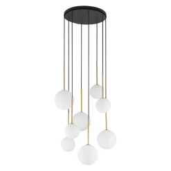 Bürolampen|Kugellampen*Nowodvorski Hängelampe Kugelschirm Schwarz Weiß Gold 8x G9 Glas