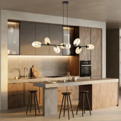 Emibig Hängelampe lang 140 cm 8x E14 Glas Metall dekorativ< Hängelampen|Bürolampen