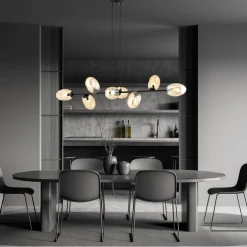 Emibig Hängelampe lang 140 cm 8x E14 Glas Metall dekorativ< Hängelampen|Bürolampen