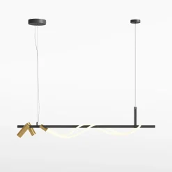 Hängelampen|Led Lampen*Maytoni Hängelampe LED Aluminium in Schwarz Gold länglich YARA