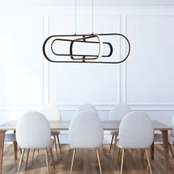 Hängelampen|Led Lampen*Searchlight Hängelampe LED Schwarz einstellbare Lichtfarbe B: 80 cm