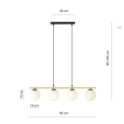 Emibig Hängelampe länglich Kugelschirm verstellbar 4x E14< Hängelampen|Küchenlampen