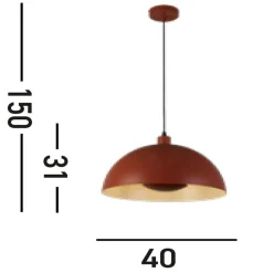 Wohnzimmerlampen|Esszimmer Lampen*Searchlight Hängelampe Loft E27 Ø25 cm rund Metallschirm in Orange
