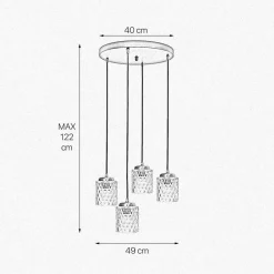 Giovanni Battista Hängelampe Messing Eisen Glas Ø 49 cm rund 4x E27 Esszimmer< Bürolampen|Lampen Aus Aller Welt