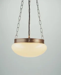 Hängelampen|Bürolampen*Berliner Messingleuchten Hängelampe Messing Glas Elfenbein blendarm E27 Ø30 cm