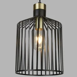 Hängelampen|Esszimmer Lampen*Searchlight Hängelampe Metall Ø 22 cm in Schwarz Messing E27