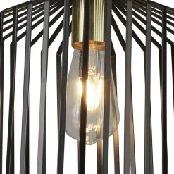 Hängelampen|Esszimmer Lampen*Searchlight Hängelampe Metall Ø 22 cm in Schwarz Messing E27