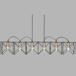 Searchlight Hängelampe Metall 110 cm lang H: max. 145 cm Schwarz Kupfer< Hängelampen|Wohnzimmerlampen