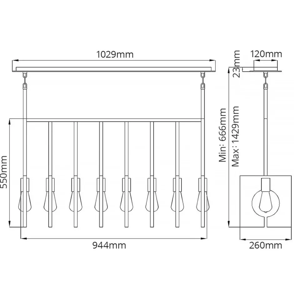 Elstead Hängelampe Metall E27 H: max. 142,9 cm länglich Modern< Hängelampen|Bürolampen