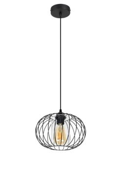 Hängelampen|Bürolampen*Belis Hängelampe Metall E27 rund Ø25 cm Schwarz Retro Design