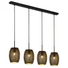 Hängelampen|Esszimmer Lampen*Searchlight Hängelampe Metall 4-flammig Schwarz Gold B: 90 cm E27