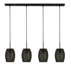 Hängelampen|Esszimmer Lampen*Searchlight Hängelampe Metall 4-flammig Schwarz Gold B: 90 cm E27