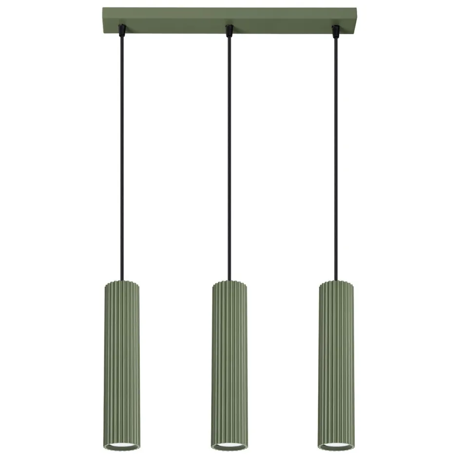 Hängelampen|Wohnzimmerlampen*Sollux Hängelampe Metall 3-flammig GU10 B: 45 cm in Grün Modern