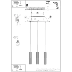 Hängelampen|Wohnzimmerlampen*Sollux Hängelampe Metall 3-flammig GU10 B: 45 cm in Grün Modern