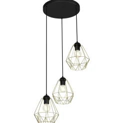 Hängelampen|Esszimmer Lampen*Luminex Hängelampe Metall 3-flammig Retro dekorativ Gold Schwarz