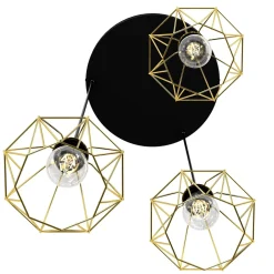 Hängelampen|Esszimmer Lampen*Luminex Hängelampe Metall 3-flammig Retro dekorativ Gold Schwarz