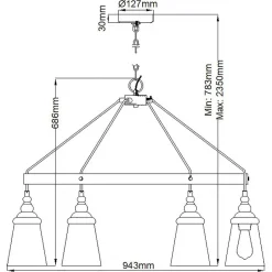 Elstead Hängelampe Metall Glas Ø 94,3 cm H: max. 235 cm 6x E27< Hängelampen|Bürolampen