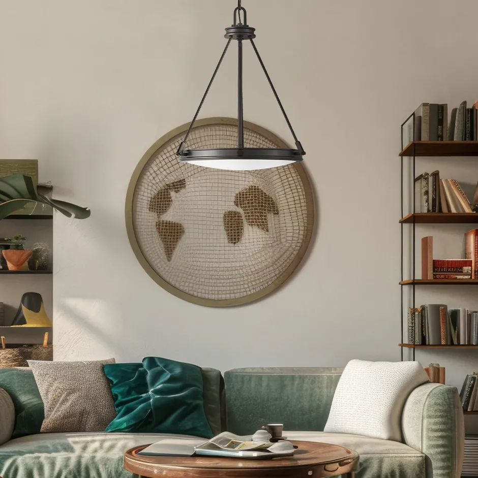 Hängelampen|Bürolampen*Elstead Hängelampe Metall Glas Ø 54,3 cm H: max. 377 cm 4x E14