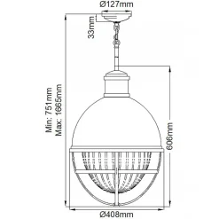 Elstead Hängelampe Metall Glas E27 D: 40,8 cm H: max. 166,5 cm< Hängelampen|Bürolampen