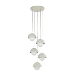 Hängelampen|Esszimmer Lampen*TK Lighting Hängelampe Metall Glas G9 H: max. 1,4 m Beige Weiß 5-flammig
