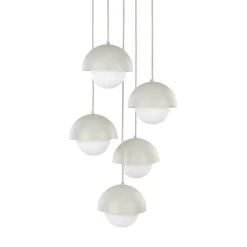 Hängelampen|Esszimmer Lampen*TK Lighting Hängelampe Metall Glas G9 H: max. 1,4 m Beige Weiß 5-flammig