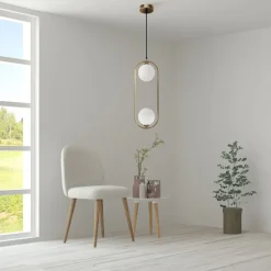 Hängelampen|Esszimmer Lampen*Maytoni Hängelampe Metall Glas H: max. 204 cm in Messing Weiß