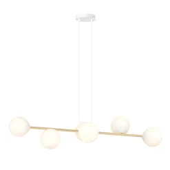 Hängelampen|Bürolampen*Emibig Hängelampe Metall Glas in Weiß Gold 110 cm lang