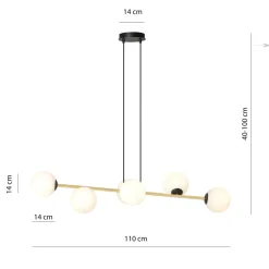 Emibig Hängelampe Metall Glas Kugelschirme E14 dekorativ< Hängelampen|Bürolampen