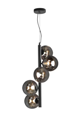 Hängelampen|Esszimmer Lampen*Eco-Light Hängelampe Metall Glas Schwarz Rauchgrau G9 L:38,1 cm