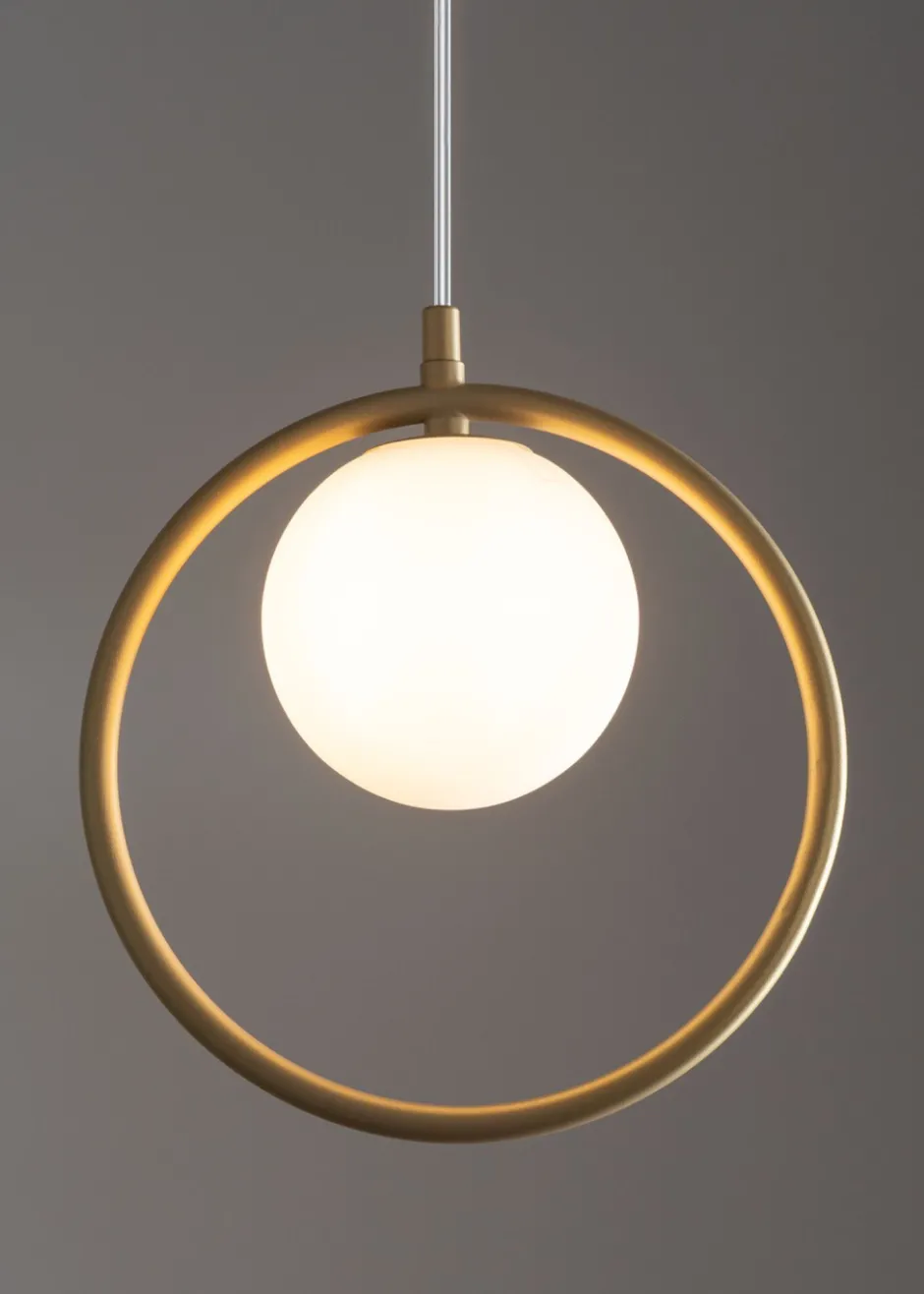 Hängelampen|Esszimmer Lampen*Sigma Hängelampe Metall Gold Glas Kugel Ø12 cm G9 Modern