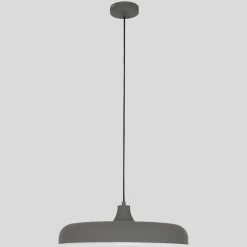 Steinhauer Hängelampe Metall Grau L:50 cm rund E27 Modernes Design< Hängelampen|Bürolampen