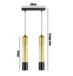 Belis Hängelampe Metall GU10 35 cm lang Schwarz Gold stilvoll< Hängelampen|Wohnzimmerlampen