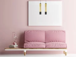 Belis Hängelampe Metall GU10 35 cm lang Schwarz Gold stilvoll< Hängelampen|Wohnzimmerlampen