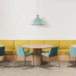 Esszimmer Lampen|Schlafzimmer Lampen*TK Lighting Hängelampe Metall Holz Ø 34 cm rund Mint Grün E27 Retro