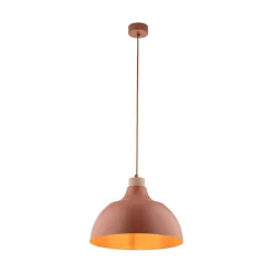 TK Lighting Hängelampe Metall Holz Ø 34 cm rund H: max. 170 cm Rot E27< Esszimmer Lampen|Schlafzimmer Lampen