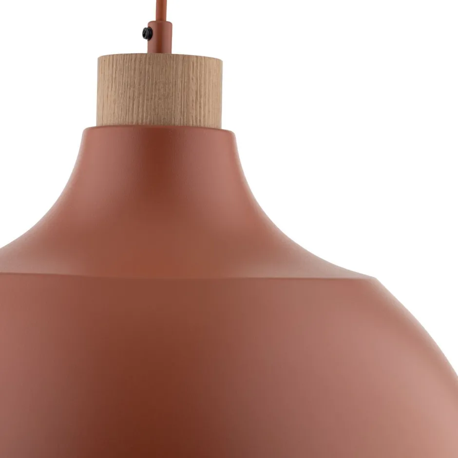 TK Lighting Hängelampe Metall Holz Ø 34 cm rund H: max. 170 cm Rot E27< Esszimmer Lampen|Schlafzimmer Lampen