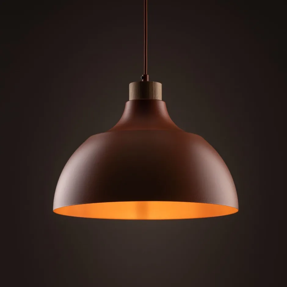 TK Lighting Hängelampe Metall Holz Ø 34 cm rund H: max. 170 cm Rot E27< Esszimmer Lampen|Schlafzimmer Lampen