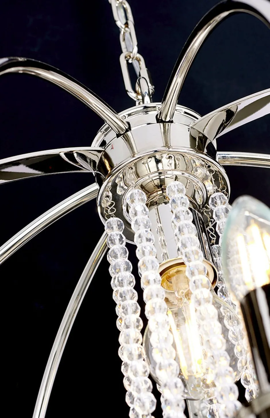 Elstead Hängelampe Metall in Nickel Ø61cm rund DERINA< Hängelampen|Esszimmer Lampen