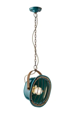 Ferroluce Hängelampe Metall Keramik E27 Braun Petrol Shabby Antik< Wohnzimmerlampen|Retro Lampen