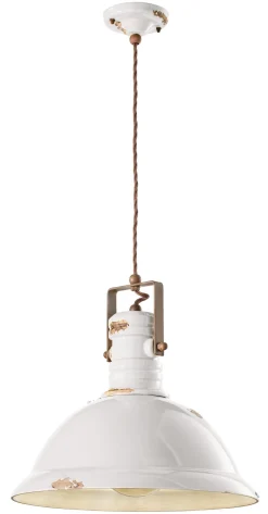 Ferroluce Hängelampe Metall Keramik D: 40 cm rund H: max. 156 cm< Wohnzimmerlampen|Keramiklampen