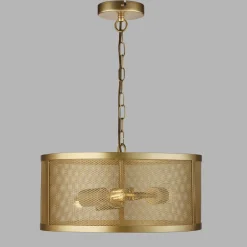 Hängelampen|Esszimmer Lampen*Searchlight Hängelampe Metall Mesh Ø 45 cm rund 3x E27 in Gold