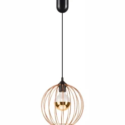 Hängelampen|Bürolampen*Lamkur Hängelampe Metall Schwarz Kupfer Ø 24 cm verstellbar Retro