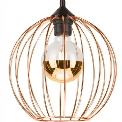 Hängelampen|Bürolampen*Lamkur Hängelampe Metall Schwarz Kupfer Ø 24 cm verstellbar Retro