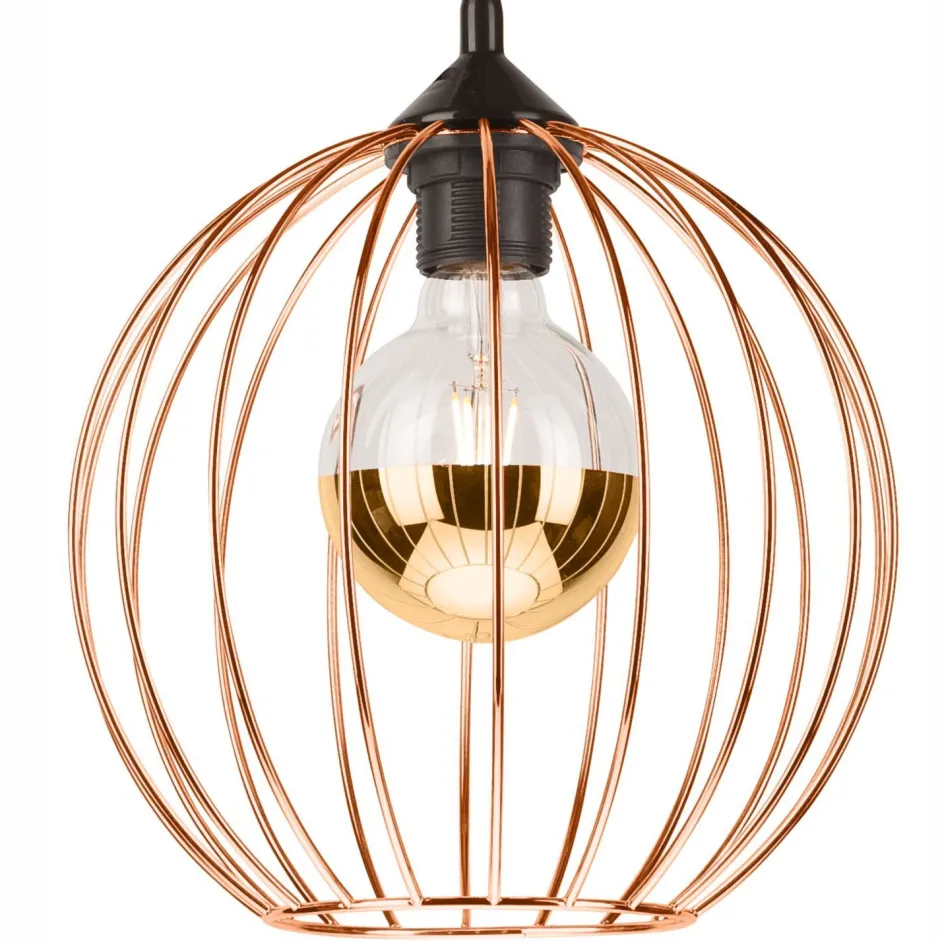 Hängelampen|Bürolampen*Lamkur Hängelampe Metall Schwarz Kupfer Ø 24 cm verstellbar Retro