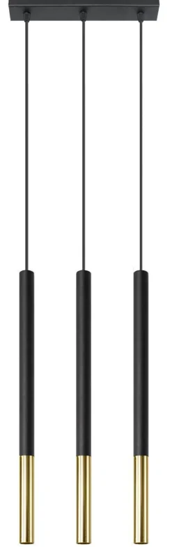 Hängelampen|Moderne Lampen*Sollux Hängelampe Metall Schwarz Gold länglich 3-flammig G9