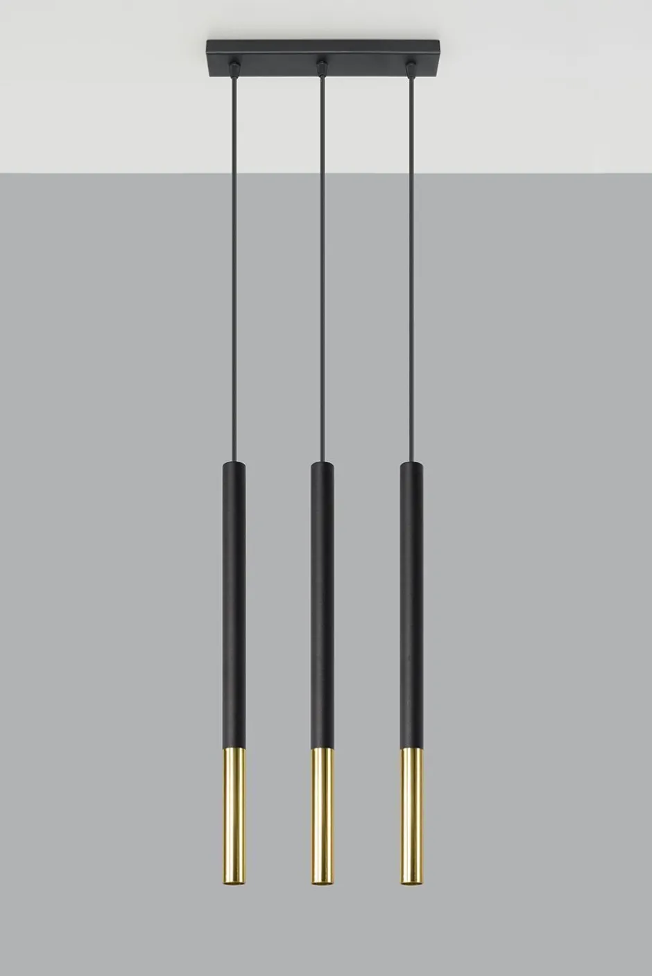 Hängelampen|Moderne Lampen*Sollux Hängelampe Metall Schwarz Gold länglich 3-flammig G9