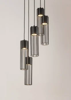 Hängelampen|Moderne Lampen*Sigma Hängelampe Metall Schwarz Gitter GU10 Ø25 cm rund