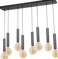 Hängelampen|Wohnzimmerlampen*Masterlight Hängelampe Metall Schwarz für 8x E27 Esstisch ESJA